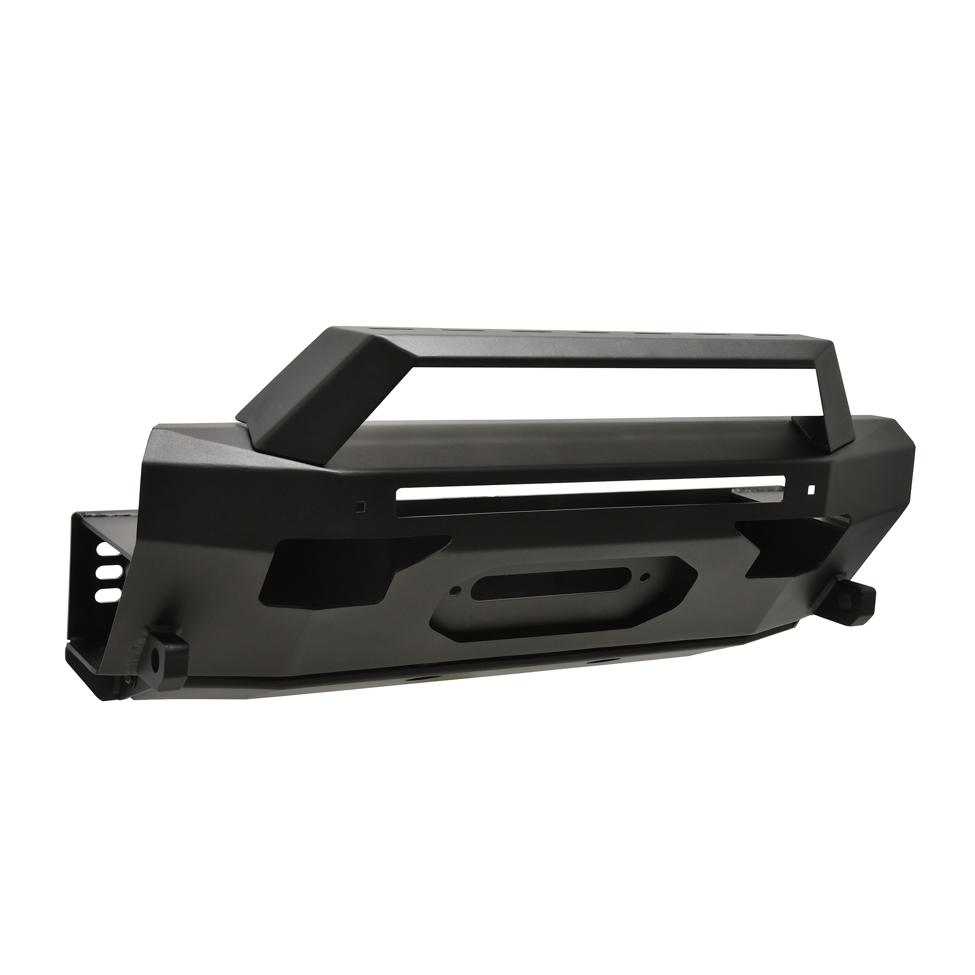 Pro-Series Winch Mount Front Bumper With Angular Bull Bar Textured